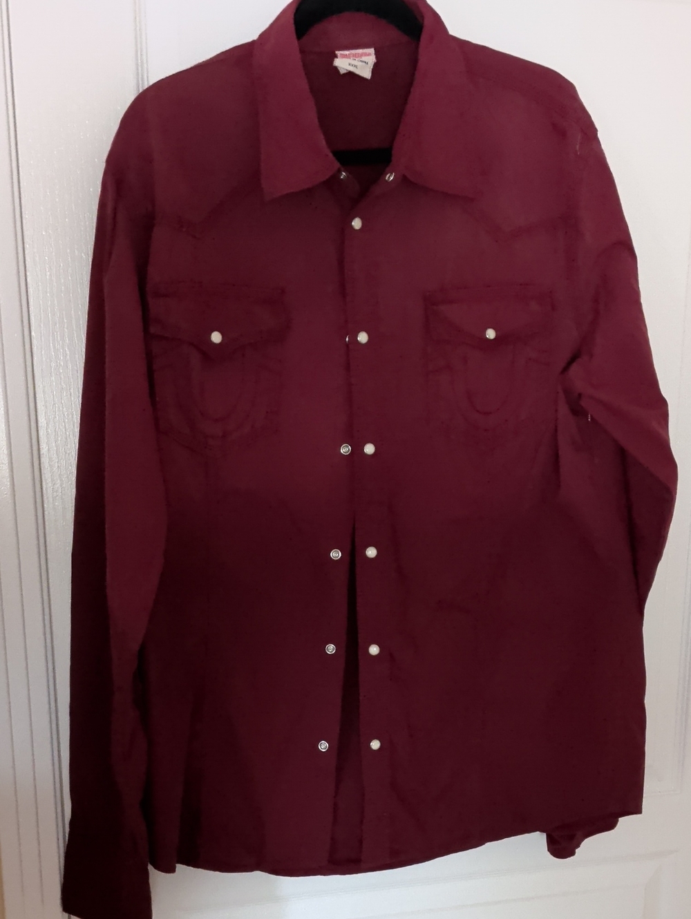 True Religion Burgundy Long Sleeve Snap Down Shirt